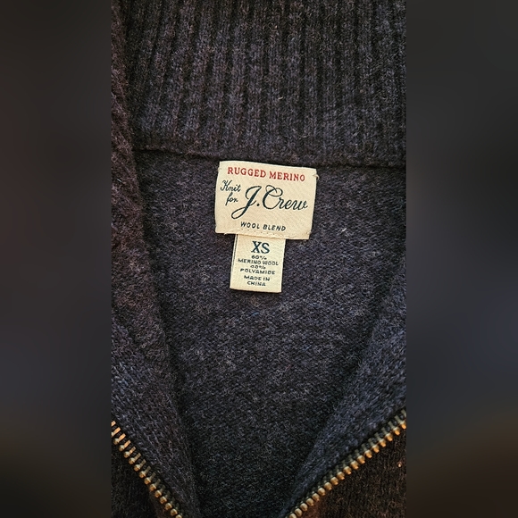 JCrew mens XS Marled rugged merino wool-blend half-zip sweater, Marled Indigo - Picture 2 of 5